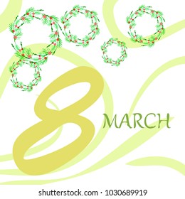 Greeting card for March 8. International Women's Day. Flowers, abstraction, vector illustration.