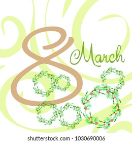 Greeting card for March 8. International Women's Day. Flowers, abstraction, vector illustration.