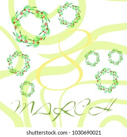 Greeting card for March 8. International Women's Day. Flowers, abstraction, vector illustration.
