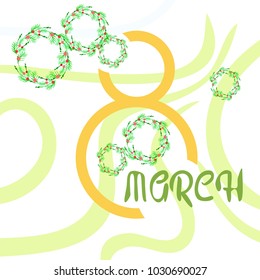 Greeting card for March 8. International Women's Day. Flowers, abstraction, vector illustration.
