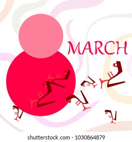 Greeting card for March 8. International Women's Day. Women's shoes, high heels, abstraction, vector illustration.