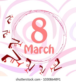 Greeting card for March 8. International Women's Day. Women's shoes, high heels, abstraction, vector illustration.