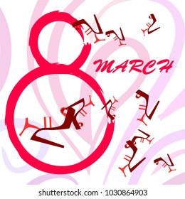 Greeting card for March 8. International Women's Day. Women's shoes, high heels, abstraction, vector illustration.