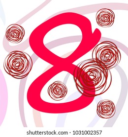 Greeting card for March 8. International Women's Day. Roses from lines, paper flowers, abstraction, vector illustration.