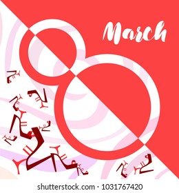 Greeting card for March 8. International Women's Day. Women's shoes, high heels, abstraction, vector illustration.