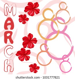 Greeting card for March 8. International Women's Day. Flowers, abstraction, vector illustration.