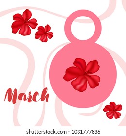 Greeting card for March 8. International Women's Day. Flowers, abstraction, vector illustration.
