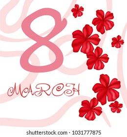 Greeting card for March 8. International Women's Day. Flowers, abstraction, vector illustration.