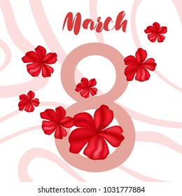 Greeting card for March 8. International Women's Day. Flowers, abstraction, vector illustration.