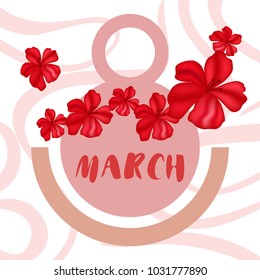 Greeting card for March 8. International Women's Day. Flowers, abstraction, vector illustration.