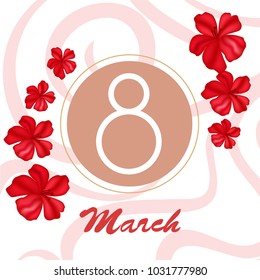 Greeting card for March 8. International Women's Day. Flowers, abstraction, vector illustration.
