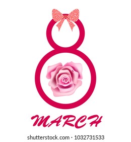 Greeting card for March 8. International Women's Day. Roses, fresh flowers, abstraction, vector illustration.