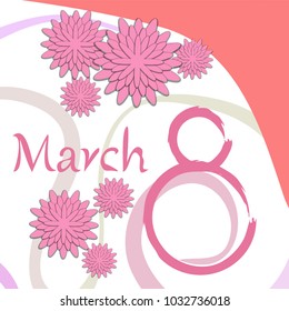 Greeting card for March 8. International Women's Day. Paper flowers, abstraction, vector illustration.