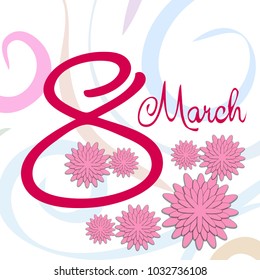 Greeting card for March 8. International Women's Day. Paper flowers, abstraction, vector illustration.