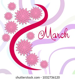 Greeting card for March 8. International Women's Day. Paper flowers, abstraction, vector illustration.