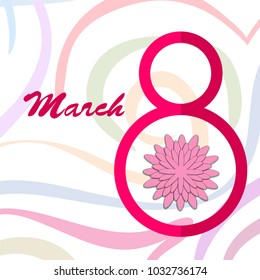 Greeting card for March 8. International Women's Day. Paper flowers, abstraction, vector illustration.