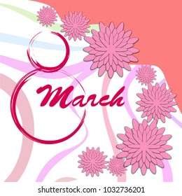 Greeting card for March 8. International Women's Day. Paper flowers, abstraction, vector illustration.