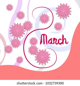 Greeting card for March 8. International Women's Day. Paper flowers, abstraction, vector illustration.