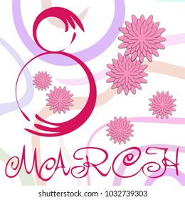 Greeting card for March 8. International Women's Day. Paper flowers, abstraction, vector illustration.