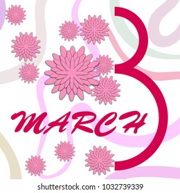 Greeting card for March 8. International Women's Day. Paper flowers, abstraction, vector illustration.