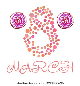 Greeting card for March 8. International Women's Day. Roses from lines, paper flowers, abstraction, vector illustration.