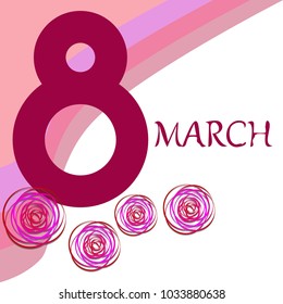 Greeting card for March 8. International Women's Day. Roses from lines, paper flowers, abstraction, vector illustration.