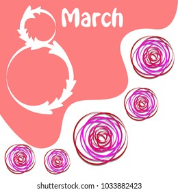 Greeting card for March 8. International Women's Day. Roses from lines, paper flowers, abstraction, vector illustration.