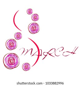 Greeting card for March 8. International Women's Day. Roses from lines, paper flowers, abstraction, vector illustration.
