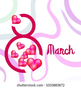 Greeting card for March 8. International Women's Day. Balloon in the shape of a heart, abstraction, vector illustration.