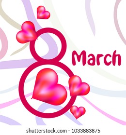 Greeting card for March 8. International Women's Day. Balloon in the shape of a heart, abstraction, vector illustration.