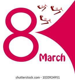Greeting card for March 8. International Women's Day. Women's shoes, high heels, abstraction, vector illustration.