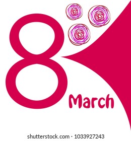 Greeting card for March 8. International Women's Day. Roses from lines, paper flowers, abstraction, vector illustration.