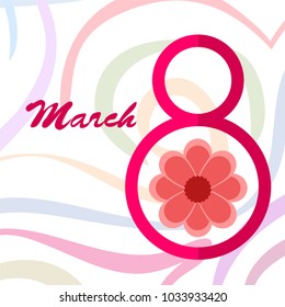 Greeting card for March 8. International Women's Day. Paper flowers, abstraction, vector illustration.