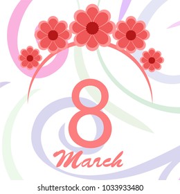 Greeting card for March 8. International Women's Day. Paper flowers, abstraction, vector illustration.