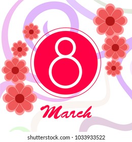 Greeting card for March 8. International Women's Day. Paper flowers, abstraction, vector illustration.
