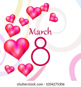 Greeting card for March 8. International Women's Day. Balloon in the shape of a heart, abstraction, vector illustration.