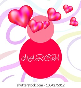 Greeting card for March 8. International Women's Day. Balloon in the shape of a heart, abstraction, vector illustration.