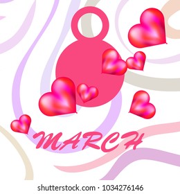 Greeting card for March 8. International Women's Day. Balloon in the shape of a heart, abstraction, vector illustration.