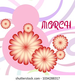 Greeting card for March 8. International Women's Day. Flowers, abstraction, vector illustration.