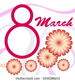 Greeting card for March 8. International Women's Day. Flowers, abstraction, vector illustration.