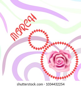 Greeting card for March 8. International Women's Day. Roses, fresh flowers, abstraction, vector illustration.