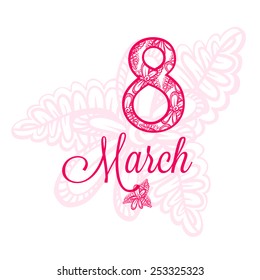 Greeting card with March 8. International Women's Day.