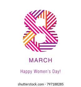 Greeting card with March 8. International Women's Day. Vector illustration.