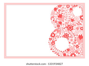 Greeting Card with March 8. Vector Illustration