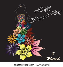 Greeting card with March 8 (march). vector