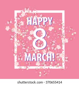 Greeting card with March 8 - women's day design, vector illustration eps10 graphic 