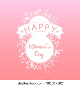 Greeting card with March 8, women's day, vector illustration