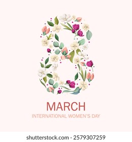 A greeting card from March 8th. International Women's Day. Vector illustration.