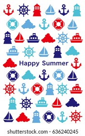a greeting card of marine icons.