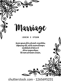 Greeting card for marriage with floral elements vector art